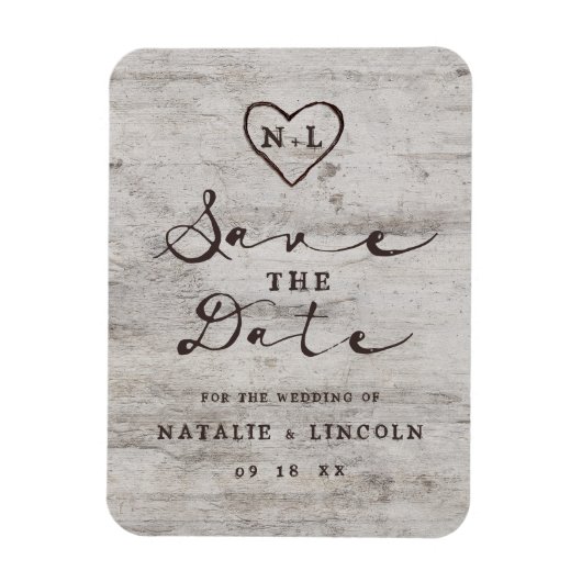 彫りスウィート素朴樺の木ウッド日付を保存 マグネット (縦)