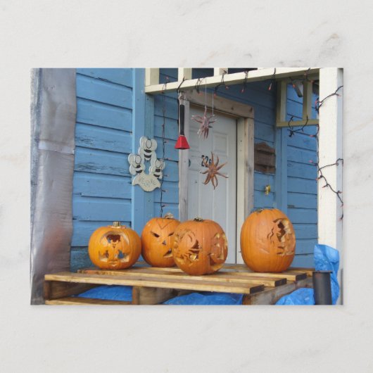 彫りハロウィーンのカボチャ ポストカード (正面)