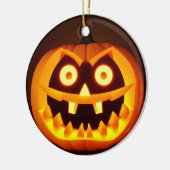 彫りハロウィーンカボチャ セラミックオーナメント (左)