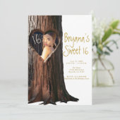 彫りハートツリースタッ素朴プフォトスイート16 招待状 (スタンド正面)