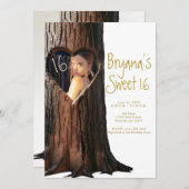 彫りハートツリースタッ素朴プフォトスイート16 招待状 (正面/裏面)