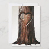 彫りハートツリー素朴の切り結婚株 招待状 (裏面)