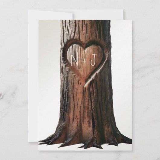 彫りハートツリー素朴の切り結婚株 招待状 (裏面)