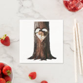 彫りハートツリー素朴スミニマルプ結婚ス スタンダードカクテルナプキン (インサイチュ)