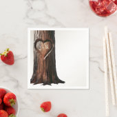 彫りハートツリー素朴スミニマルプ結婚ス スタンダードカクテルナプキン (インサイチュ)