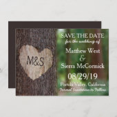 彫りハートツリー結婚式の日付を保存 セーブザデート (正面/裏面)