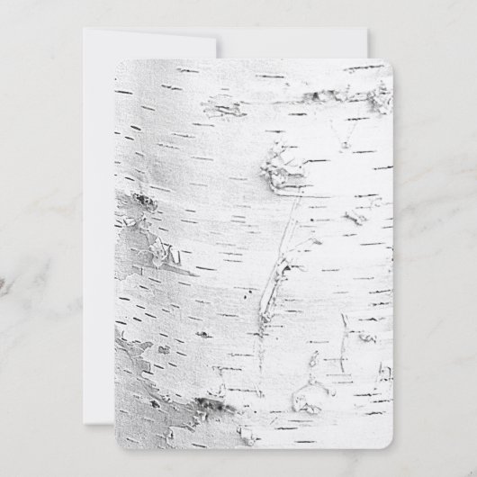 彫りハートホワイト樺の木ツリー結婚ズ 招待状 (裏面)