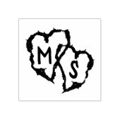 彫りハート結婚のイニシャル ラバースタンプ (インプリント)