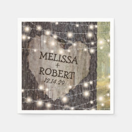 彫りハート結婚ツリー |ストリングラ素朴イト スタンダードカクテルナプキン