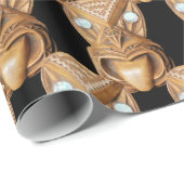 彫りマオリTiki顔サンダー_コーブ ラッピングペーパー (ロールコーナー)