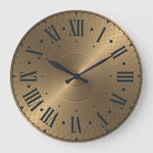 彫りモダン込み金ゴールド金属ディスク抽象芸術緩和曲線 ラージ壁時計 (正面)