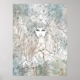 彫り手の美しいゴシック風の少女 ポスター