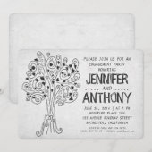 彫り木モダン婚約パーティ招待状 招待状 (正面/裏面)