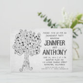 彫り木モダン婚約パーティ招待状 招待状 (スタンド正面)