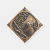 彫り木熊満月松林 スタンダードランチョンナプキン (角)