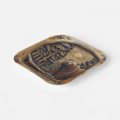 彫り木熊満月松林 ペーパープレート (傾斜あり)