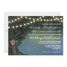 彫り素朴ハートオークツリー結婚式招待状