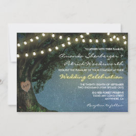 彫り素朴ハートオークツリー結婚式招待状 招待状