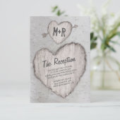 彫り素朴ハート樺の木ツリー結婚式レセプション エンクロージャーカード (スタンド正面)