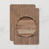 彫り素朴木樽ウェディングRSVP 出欠カード (正面/裏面)