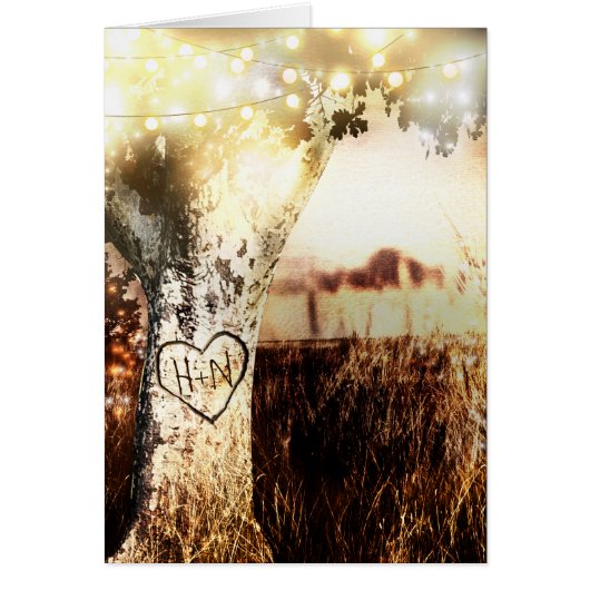 彫り素朴木&ストリングライツカントリーウェディング (正面)