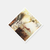 彫り素朴木&ストリングライツカントリーウェディング スタンダードカクテルナプキン (角)