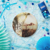 彫り素朴木&ストリングライツカントリーウェディング ペーパープレート (パーティー)