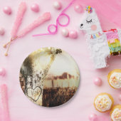 彫り素朴木&ストリングライツカントリーウェディング ペーパープレート (パーティー)