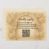 彫り込み誓QRコードウェディングRSVPカード 招待状 (正面/裏面)