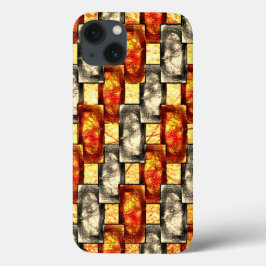 彫り込んだ長方形の片は赤みを帯び、ベージュで整列 iPhone 13ケース