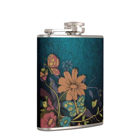 彫り野花 フラスク (右)