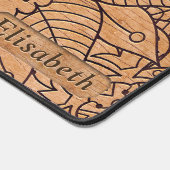 彫パーソナライズされた刻された木材フローラ曼荼羅 デスクマット (コーナー)