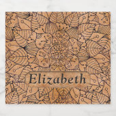 彫パーソナライズされた刻された木材フローラ曼荼羅 ビールラベル (シングルラベル)