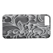 彫フェイク刻フローラ金属鋼金属銀 Case-Mate iPhoneケース (裏面(横))