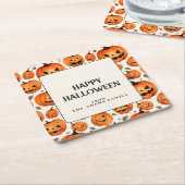 彫不気味りカボチャ&紅葉ハロウィーン スクエアペーパーコースター (アングル)