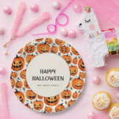 彫不気味りカボチャ&紅葉ハロウィーン ペーパープレート (パーティー)