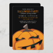 彫不気味刻されたカボチャハローウィンパーティ招待状 招待状 (正面/裏面)