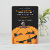 彫不気味刻されたカボチャハローウィンパーティ招待状 招待状 (スタンド正面)