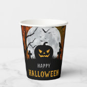 彫不気味刻カボチャ墓地ハローウィンパーティ 紙コップ (裏面)