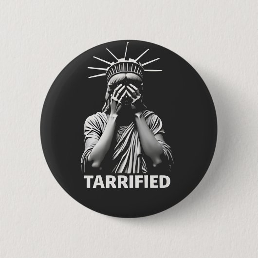 彫像リバティーニューヨークアメリカTarrified 缶バッジ (正面)