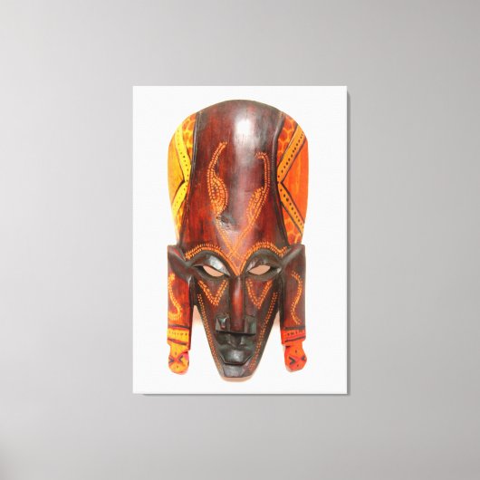 彫刻されたアフリカのマスクで包まれたキャンバス キャンバスプリント (正面)