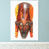 彫刻されたアフリカのマスクで包まれたキャンバス キャンバスプリント (インサイチュ (ウッドフロア))