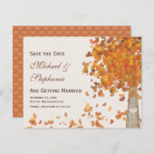 彫刻されたイニシャル ツリー フォール セーブ・ザ・デート (正面/裏面)