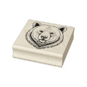 彫刻されたクマの頭の木製アートスタンプ ラバースタンプ (スタンプ)