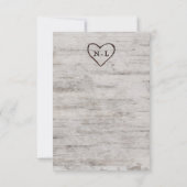 彫刻されたスイートハーツの素朴な樺の木の結婚式の披露宴 招待状 (裏面)