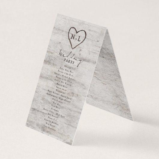 彫刻されたスウィート素朴ア結婚ーツの式プログラム (裏面)