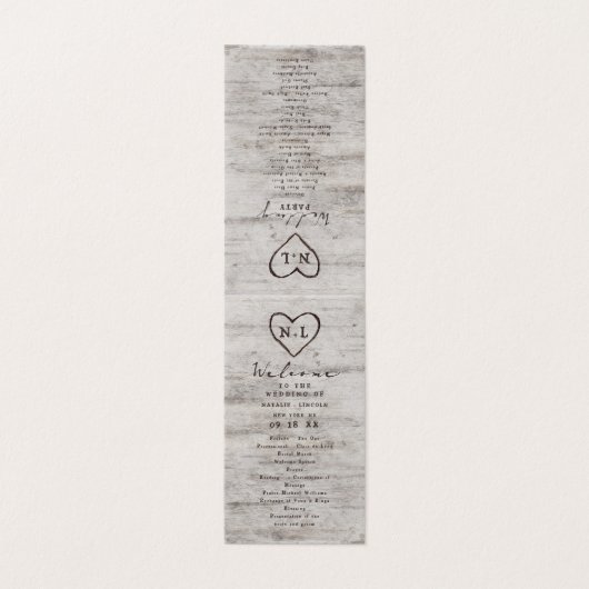 彫刻されたスウィート素朴ア結婚ーツの式プログラム (外部フラット)