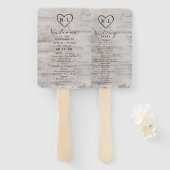 彫刻されたスウィート素朴ア結婚ーツの式プログラム ハンドファン (正面&裏面)