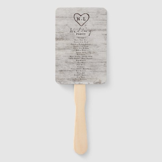 彫刻されたスウィート素朴ア結婚ーツの式プログラム ハンドファン (裏面)