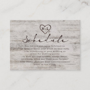 彫刻されたスウィート素朴樺の木結婚のスケジュール エンクロージャーカード